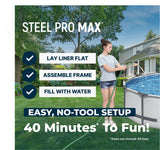 Bestway Steel Pro MAX 14' x 33" Round Above Ground Swimming Pool Set, 530 GPH Filter Pump, Tritech Puncture Resistant Liner, ClickConnect Steel Frame, Gray