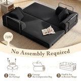 Cloud Boneless Convertible Sofa Bed, 5-in-1 Foldable Compressed High-Density Sponge Sofa, 70" Corduroy Fabric 2 Seater Sleeper Couch Futon Daybed for Living Room Bedroom (Black)
