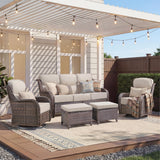 Luxury 5 Piece Patio Furniture Set-All Weather Outdoor Swivel Rocker Chairs