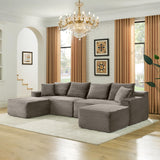 115" Boneless Couch for Living Room, U-Shaped Sectional Cloud Sofa-Camel