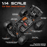X-TMAGA 1:14 Scale All Terrain RC Cars for Adults & Boys (HS14323), Max Fast 40+ KPH, 4WD Off-Road RC Truck for Snow & Sand & Mud, 4X4 Waterproof Remote Control Car with 2 Rechargeable Batteries