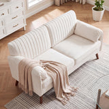 Beige Loveseat Sofa, 64" Modern 2-Seater Chenille Couch for Living Room