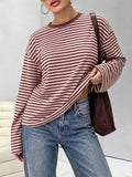 Womens Long Sleeve Tops Oversized Striped T Shirts Y2K Fall Clothes 2XL