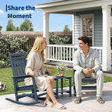HDPE Rocking Chair Outdoor Set of 4 with 2 Side Table, High Back Rocker