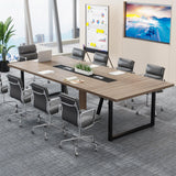 Tribesigns 8FT Conference Table, 94.49 L x 47.24 W x 29.53 H Inches Large Meeting Podcast Table for 10 People, Business Style Wooden Training Table with Strong Metal Frame for Office Conference