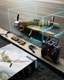 volantexrc Brushless RC Plane, 4 Channel Remote Control Airplane Fighter Spitfire RTF with Aileron, Gyro, Aerobatics & 3 Modes Easy to Fly, Hobby Radio Controlled Aircraft for Beginners