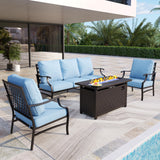 MIXPATIO 4-Piece Metal Patio Conversation Set, Fire Pit Table, 50,000 BTU