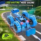 Hamdol Remote Control Stunt Car for Kids, 360° Spinning Double-Sided RC Toy with Headlights, 4WD USB-C Rechargeable Vehicle for Boys Ages 6–12, Educational STEM Toy