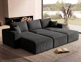 Modular Sectional Sofa Bed with Chaise, 115" Memory Foam Cloud Couch, Black