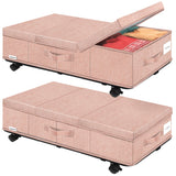 Supowin Under Bed Storage with Wheels, Rolling Underbed Storage Containers with Lids, Under Bed Shoe Storage Bins Organizer with Reinforced Metal Bottom Support and Three Handles