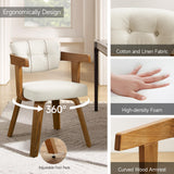Art Leon Mid Century Modern Accent Chair 360° Swivel Desk Armchair White