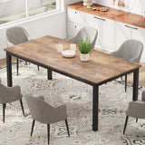 79 Inch Industrial Dining Table, Large Rectangle Kitchen Table with Metal Legs, Round Corners
