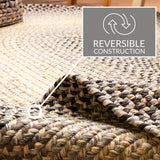 Super Area Rugs Braided Rug Round 10ft Farmhouse Kitchen Rug - Ridgewood Gray Braided Carpet for Living Room - Reversible - Indoor/Outdoor - Made in USA - Graphite/Beige, 10' Round