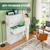 Letaya Lateral 5 Drawer File Cabinet with Lock,Metal Wide White Filing Cabinets for Home Office Storage A4/F4/Letter/Legal(Assembly Required)