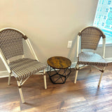 PURPLE LEAF Patio French Bistro Dining Chairs Set of 2, White Finish, Brown