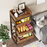 Tribesigns Wood Fruit and Vegetable Storage Rack Set of 2, 5-Tier Pull-Out Snack Stand Fruit Basket Stand, Utility Shelf Organizer for Kitchen, Living Room, Bedroom, Rustic Brown