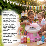 Studio 54 Retro Cotton Candy Machine with 5 Jars (11oz Each) Floss Sugar, 50 Paper Cones, Easy Cleanup Cotton Candy Maker, Durable Retro Design, Makes 20–30 Servings per Jar, BPA & Lead Free