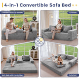 MAXYOYO Sofa Bed, 80-Inch Oversized Boneless Loveseat, 2 Cup Holders