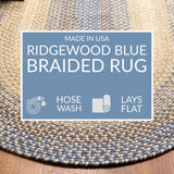 Super Area Rugs Braided Rugs 7X9 Farmhouse Kitchen Rug - Ridgewood Braided Rug for Living Room - Reversible - Indoor/Outdoor - Made in USA - Blue/Beige, 7' X 9' Oval