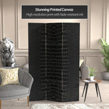 Red Lantern 6 ft. Tall Double Sided Black Crocodile Print Canvas Room Divider 3 Panel Freestanding Folding Privacy Screen Partition and Separator for Modern and Contemporary Bedroom Home Office Studio Red Lantern