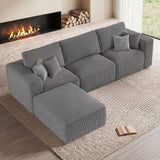 115" Modular Cloud Boneless Couch, L-Shaped Sectional Sofa with Ottoman