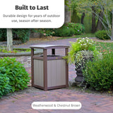 LuxCraft Poly Outdoor Trash Can, Garbage Can Outdoor - Durable All Weather Commercial Trash Can & Residential Outdoor Trash Bin for Patio Pool Park Business and Personal (Chestnut Brown)