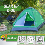 2-Person Camping Tent - Shelter with Rain Fly and Carrying Bag - Lightweight Outdoor Tent for Backpacking, Hiking, and Beach by Wakeman (Green)