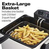 Hamilton Beach Electric Deep Fryer with Basket and Lid, 4.5 Liters / 19 Cups Oil Capacity, Temperature Control, View Window, Professional Style, 1800 Watts, Stainless Steel (35035A)