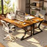 Oraspala Computer Desk, 47 x 20in Computer Desk, Office Desk w/Storage, Home Office Desks for Gaming Study Writing Work, Sturdy Metal Frame, Large Legroom, Waterproof, Scratch-Resistant, Rustic Brown