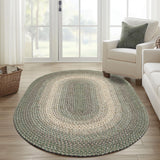 Super Area Rugs Large Braided Rugs 8X11 Farmhouse Kitchen Rug - Ridgewood Braided Rug for Living Room - Reversible - Indoor/Outdoor - Made in USA - Forest Green/Beige, 8' X 11' Oval