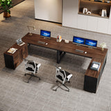 63-Inch L-Shaped Executive Desk with Mobile File Cabinet, Large Office Computer Desk