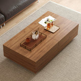 Mid-Century Modern Expandable Coffee Table, 47.2"-81.8" Adjustable Walnut Center Table with Large Hidden Storage for Living Room