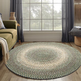 Super Area Rugs Braided Rug Round 6ft Farmhouse Kitchen Rug - Ridgewood Braided Carpet for Dining Room Table - Reversible - Indoor/Outdoor - Made in USA - Forest Green/Beige, 6' Round