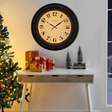 CLXEAST 18 Inch Large Illuminated Wall Clock with AI Smart Night Light Sensor,Modern Farmhouse Wall Clocks for Living Room,Bedroom, Kitchen, Home Office,Oil Rubbed Bronze Black