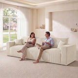 115" Modular Sectional Sofa, 3-Seater Boneless Cloud Couch, Beige