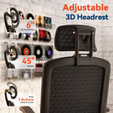 GABRYLLY Ergonomic Office Chair, High Back Home Desk Chair with Flip-Up Arms, 3D Headrest, 90-120° Tilt and Wide Cushion Seat, Big and Tall Computer Chairs for Man Woman, Mesh Chair Black Woodgrain