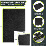 ProsourceFit Rubber Top Exercise Puzzle Mat 3/4-inch, 24 SQFT, 6 Tiles, EVA Foam Interlocking Tiles for Home Gym Protective Flooring for Equipment and Workouts, Grey ProsourceFit