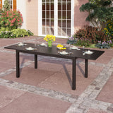 PHI VILLA Patio Expandable Metal Dining Table for 6-8, Black