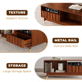 ATJafurn 47" Wood Coffee Table for Living Room Mid Century Modern Coffee Table with 2 Drawers and Open Storage Suitable for Home Apartment （47"- D）