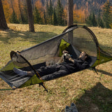 Night Cat Flat Lay Hammock Tent: Portable Lightweight Camping Hammock with Mosquito Net Waterproof Rainfly for Adults 1 Person Outdoor Camping Green