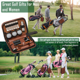 HIRQUITICKE Golf Gift Sets for Men & Women - Golf Accessories Set with Case, Golf Balls, Rangefinder + More (Brown)
