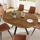 Round Dining Table Set for 6 People, 43.3"-59.1" Extendable Kitchen Table with 6 Upholstered Chairs, Space Saving for Kitchen Dining Room