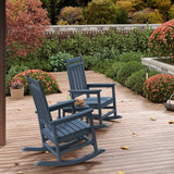 HDPE Rocking Chair Outdoor Set of 4 with 2 Side Table, High Back Rocker