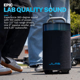 JLab, Epic Party, Portable Bluetooth Speaker, 360-Degree Sound, RGB LED Lighting, Black