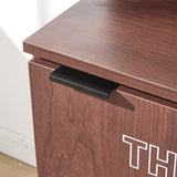 Restaurant Trash Can Cabinet, Commercial Trash Cans 32 Gallon Wooden Trash Can and Garbage Receptacle with Tray Holder, Door, Large Trash Bin for Restaurant, Cafeteria, Kitchen, Shop, Mahogany