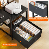 EnHomee 56.5" Office Desk with Drawers & Printer Space for Home Work,Black