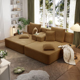 RENDGO 97 Inch Double Chaise Lounge Chair Indoor, Camel