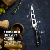 Cutluxe Cheese Knife – 5" Cheese Knife Slicer for Soft and Hard Cheese – Pronged, Serrated & Non Stick Blade – High Carbon German Steel – Artisan Series