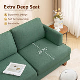 Busaurus Green 3 Seater Mid Century Modern Sofa, 89" Upholstered Couch with Deep Seats, Armrests, Comfy Furniture for Living Room