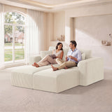 Modular Sectional Sofa Bed with Ottoman, 79" Boneless Cloud Couch, Beige